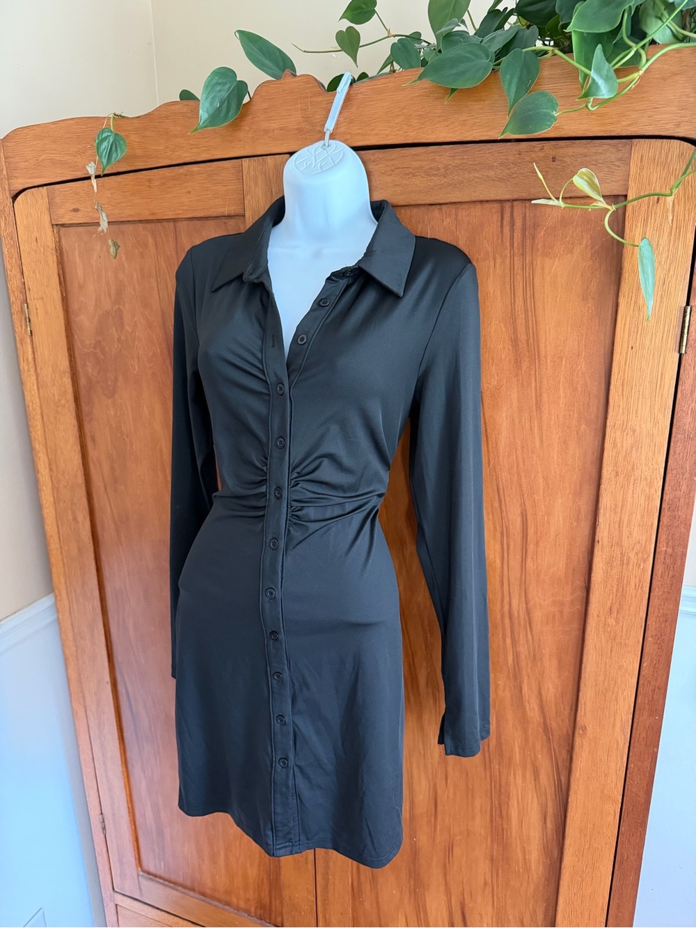 Amazon Black Long-Sleeve Mini Shirt Dress